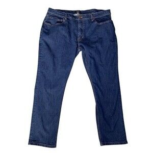 Alfani Womens Jeans Sz 14W / 40W Blue Mid Rise Dark Wash Straight #206